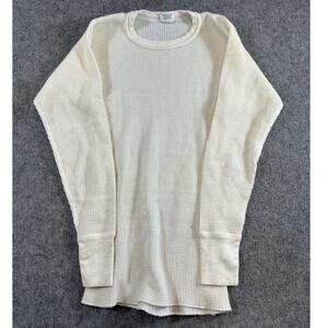 Vintage 70s JE Morgan Long John Thermal Shirt Mens Small White Waffle Knit USA